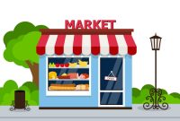 storefront-grocery-store-facade-illustration-store-building-flat-cartoon-shop-facade-front-view-vector Cartoon cushions